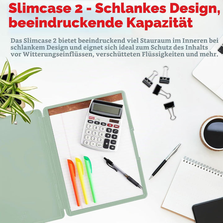 Dexas Slimcase 2 Klemmbrett mit seitlicher Ã–ffnung, 31,8 x 24,1 cm, Meeresschaumgrün mit roségolden