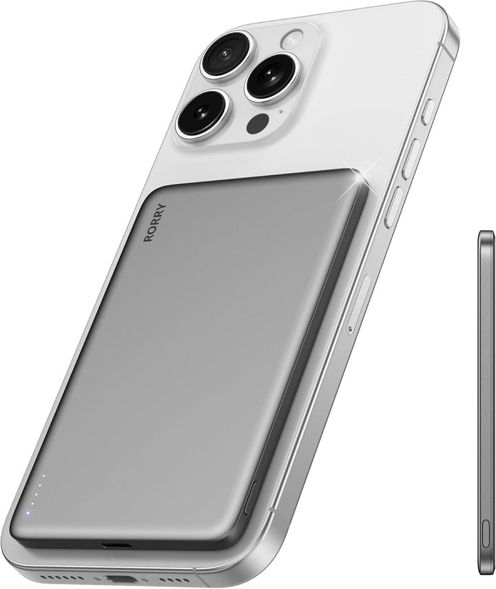 RORRY Power Bank für Magsafe, 5000mAh PD 18W 8.6mm Tragbares Magnetisch Powerbank, Externe Handy Akk