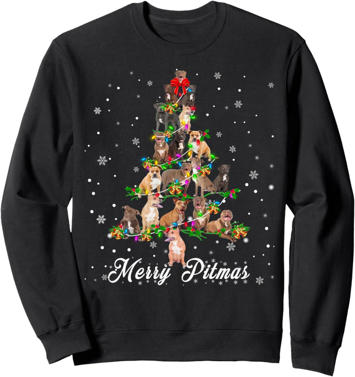 Pitbull Christmas Tree X-Mas Gift Sweatshirt