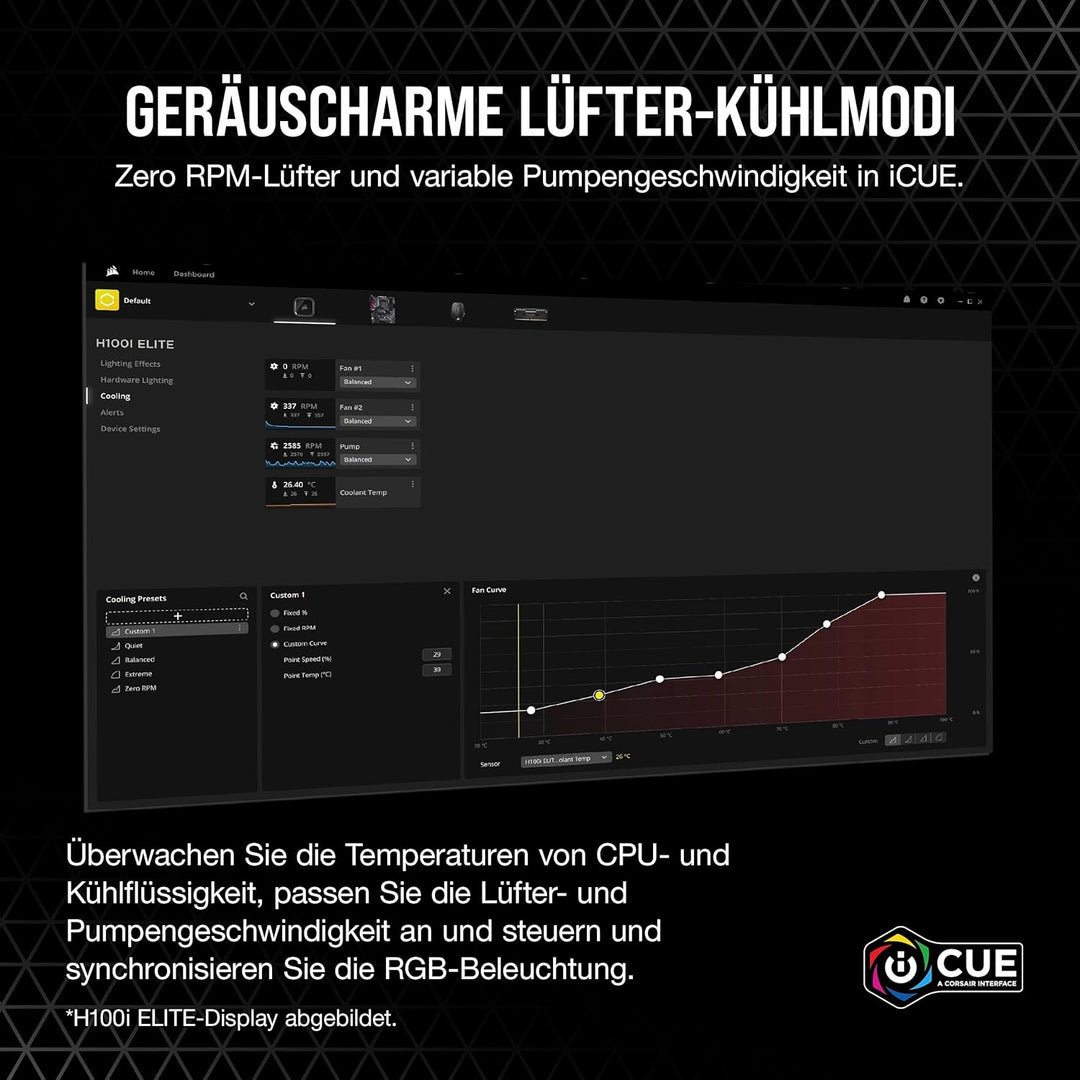 Corsair iCUE H115i RGB Elite CPU-Flüssigkeitskühler (16 Dynamische RGB-LEDs, AF Elite Series 140-mm-