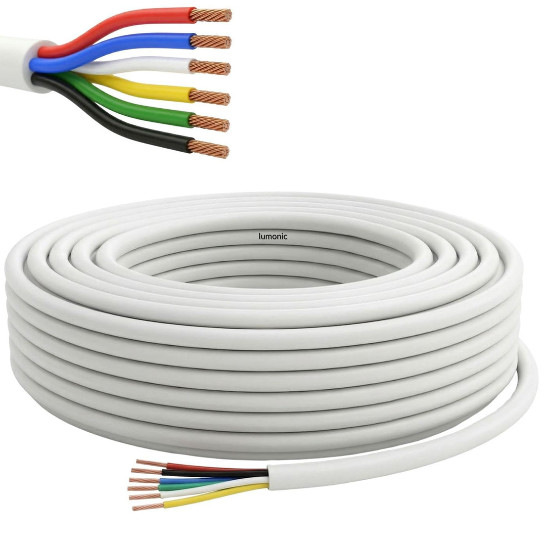Lumonic 6x 0,34mm² LED Steuerleitung weiss 50m I ummanteltes 6 adriges Kabel flexibel I Geschirmtes