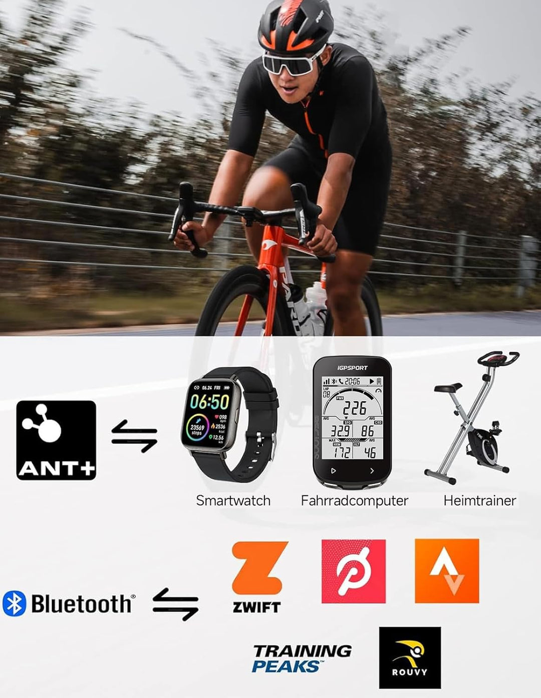 iGPSPORT CAD70/SPD70 Trittfrequenzsensor Ant+ Bluetooth Fahrrad Sensor Radfahren IP67 Wasserdicht Ko