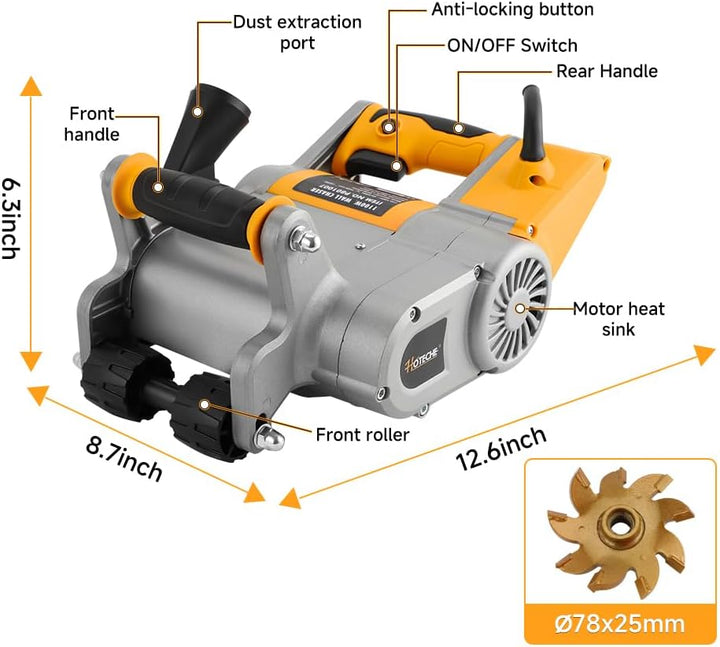 Hoteche 1100W Grabenfräse | Kupferdrahtmotor, Anti - Selbstrast - Schalter, 2200RPM, Mit 35mm Diaman