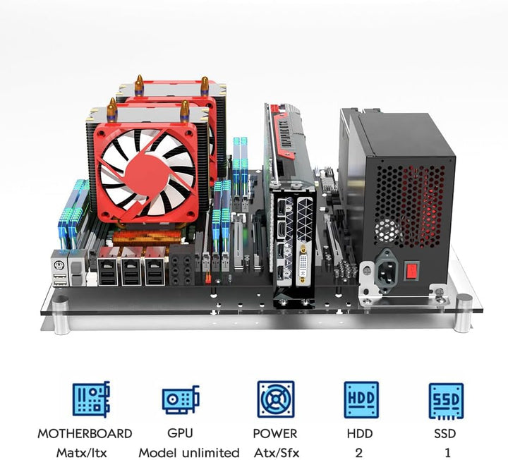 DALAIBUKESI DIY Gaming Computer Open Case Acryl Open Chassis Rack Support Motherboards ATX M-ATX ITX