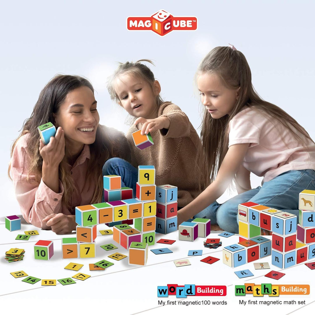 Geomag Magicube Maths Building - 16 Magnetwürfel für Konstruktionen + 45 clip Maths Building 16 Cube