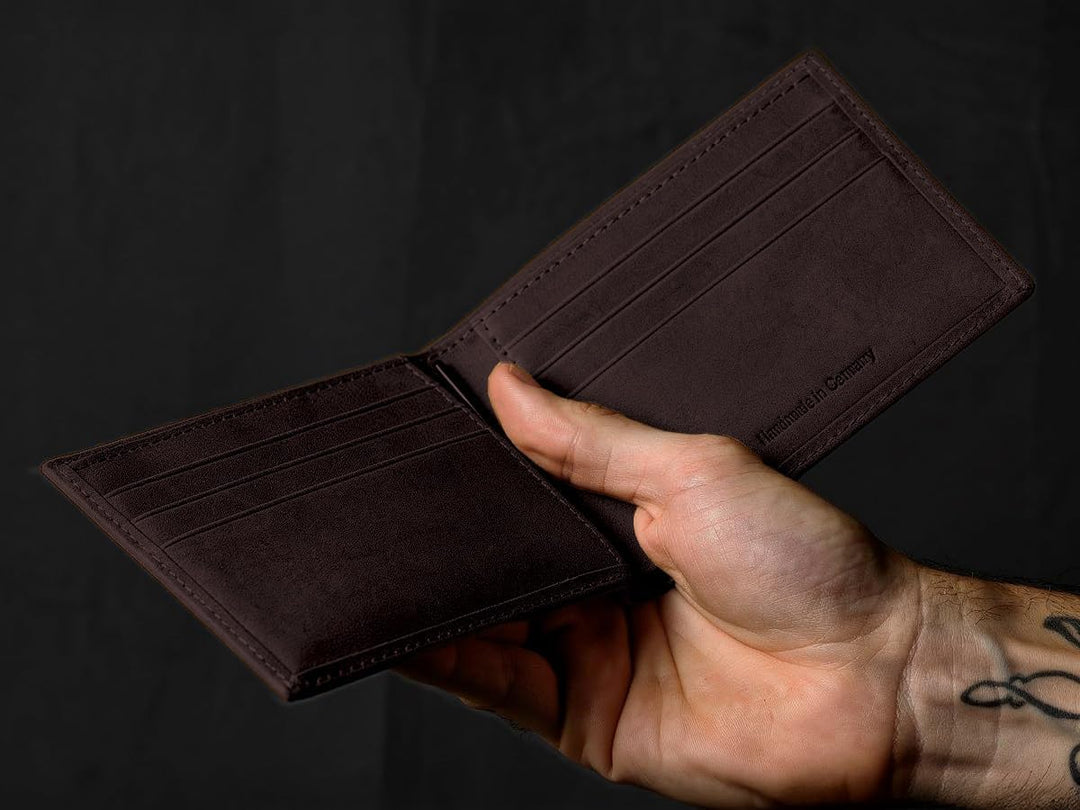 Geldbörse mit Geldklammer Made in Germany Kalbleder glatt schwarz | Herren Portemonnaie Leder mit Ed