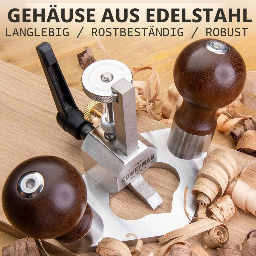 Cowryman 042 Oberfräsehobel Handheld Präzisions-Holzbearbeitungswerkzeug mit Tiefenanschlag für deta