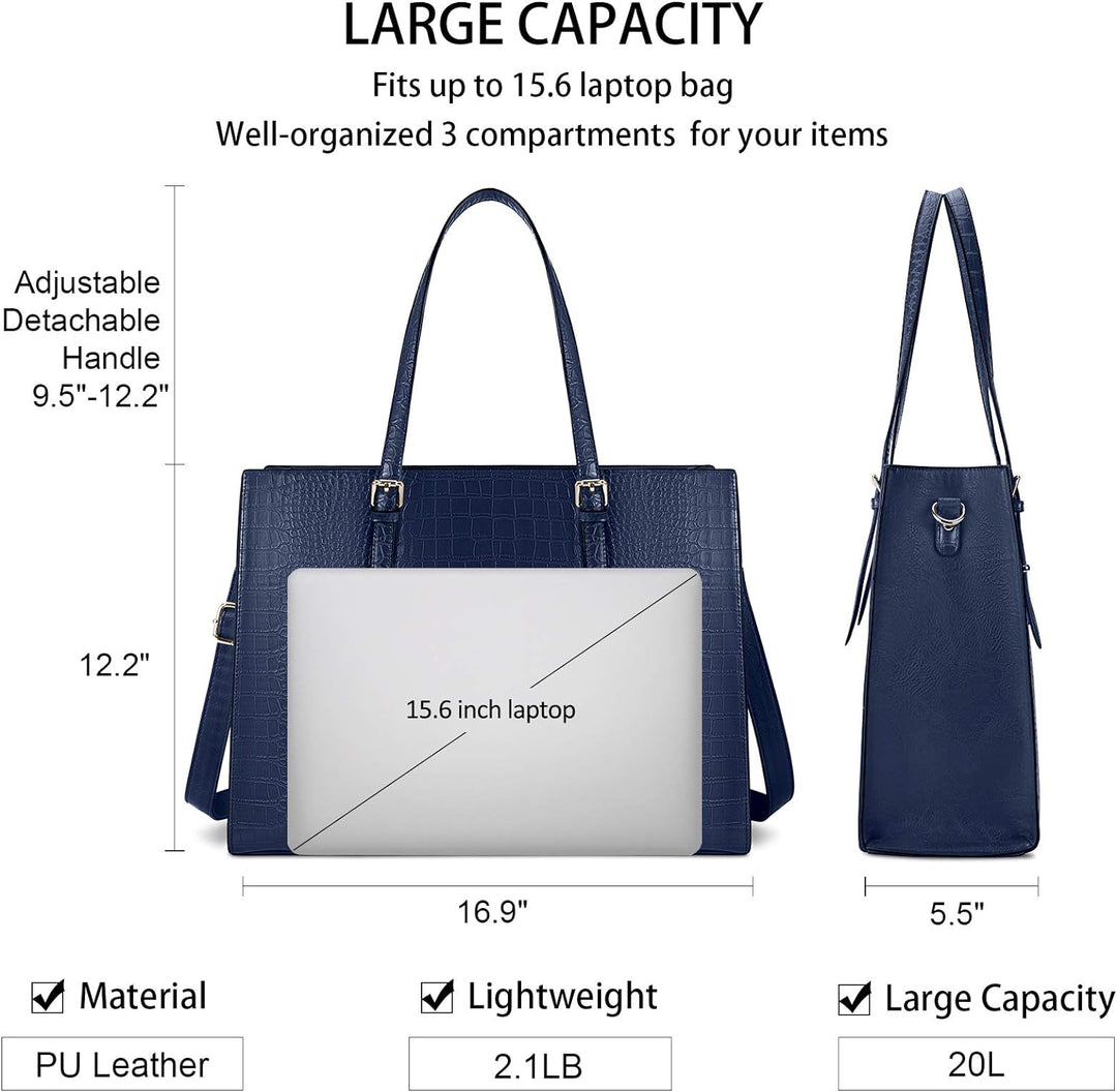 Lubardy Handtasche Damen Shopper Damen Gross Laptop Tasche 15.6 Zoll Elegant PU Leder Umhängetasche