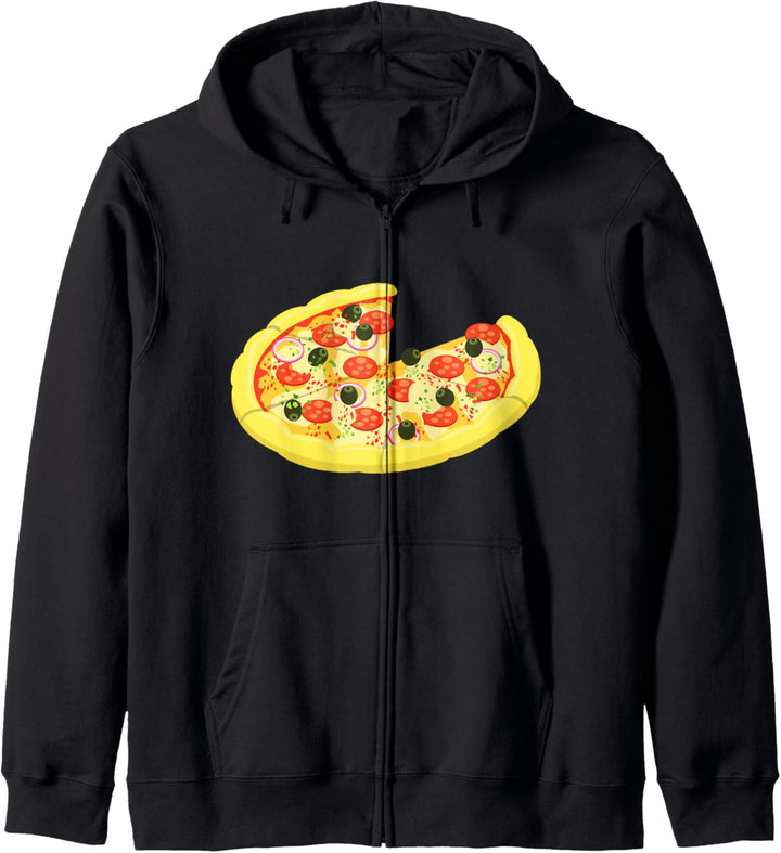 Vater Sohn Partnerlook Pizza Mit Fehlenden Stück Kapuzenjacke