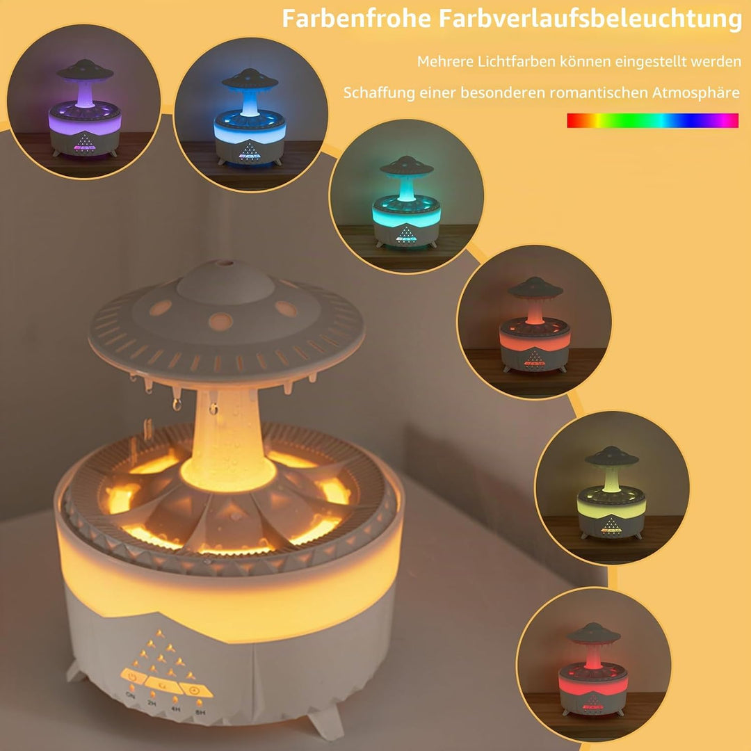 Regenwolken Luftbefeuchter und Diffusor,Luftbefeuchter mit Fernbedienung,7 Farben LED Aromatherapie