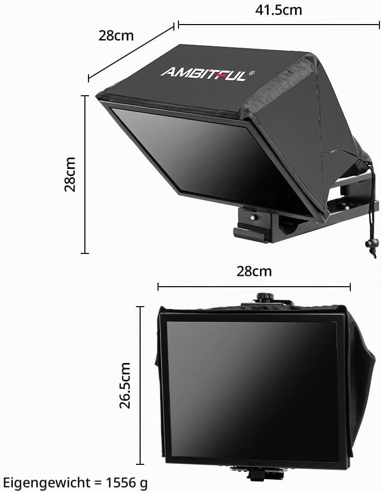 Ambitful T14Pro Teleprompter für Kamera, iPad, Android-Tablet, Smartphone, App-Steuerung/keine Monta