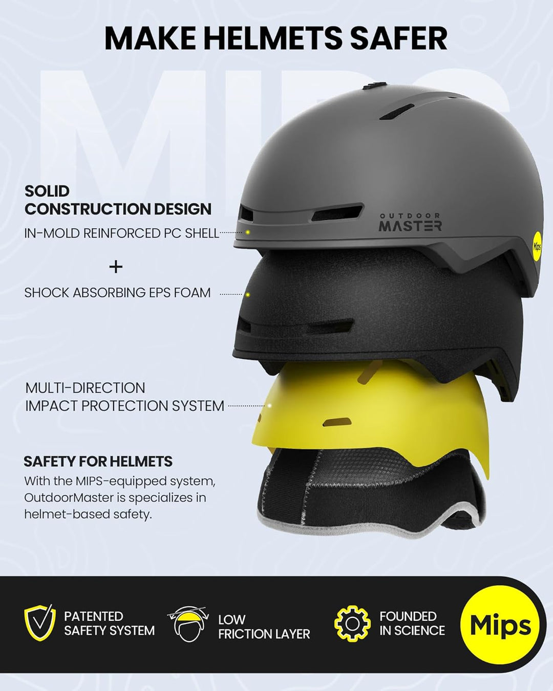 OutdoorMaster MIPS Skihelm, Snowboardhelm für Herren und Damen, Snowboard Helm mit Ventilationssyste