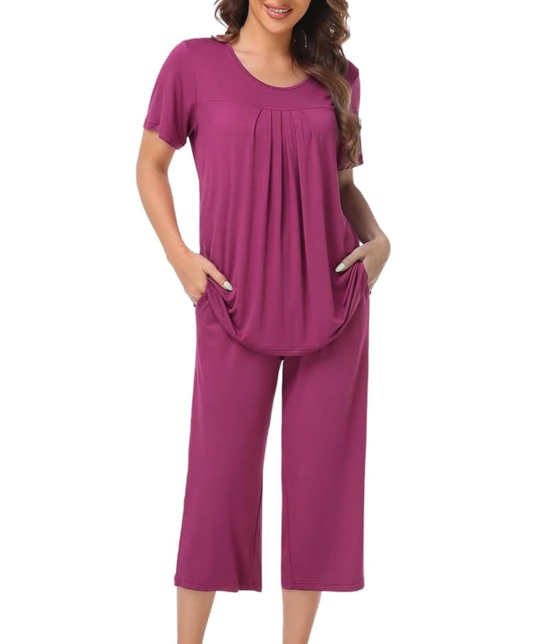 COLORFULLEAF Schlafanzug Damen Still Pyjama Set Zweiteiler Damen Sommer Leichter Kurzarm Nachtwäsche