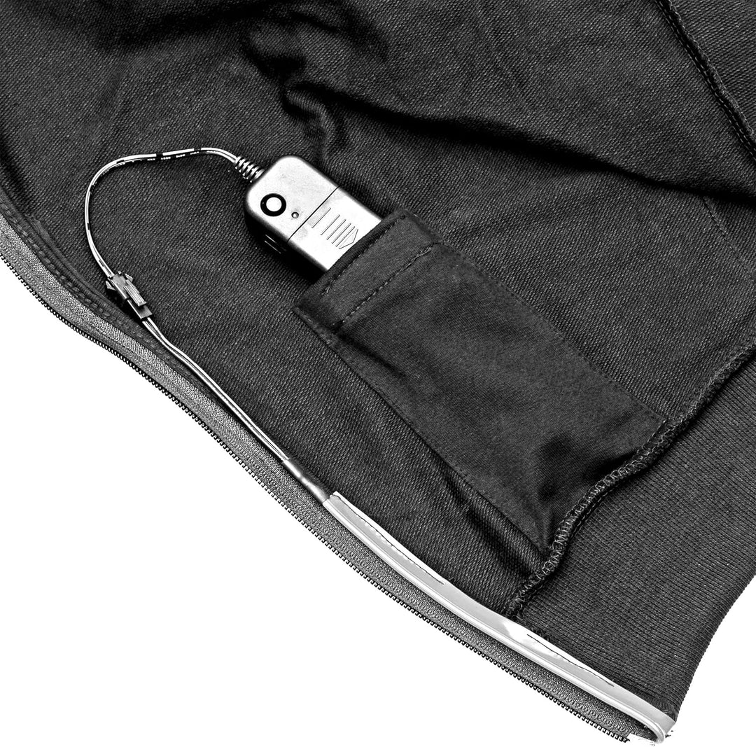 LED-Hoodie BLAU Zip-Hoodie EL-Kapuzenjacke Schwarz, XS