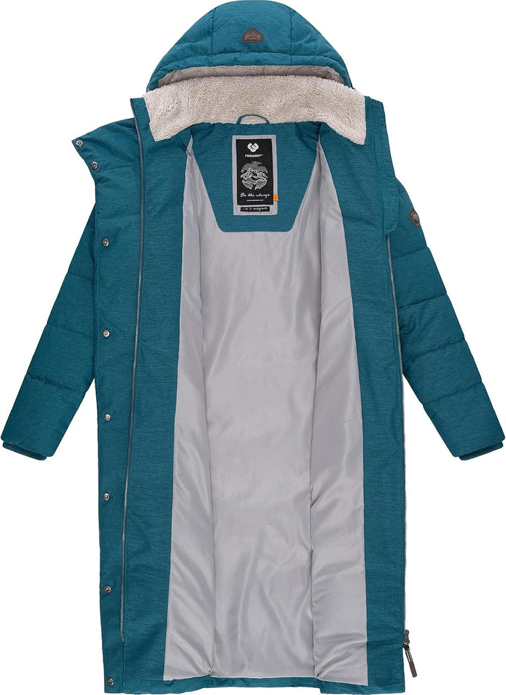 Ragwear Damen atmungsaktiver Wintermantel Warmer wasserdichter Steppmantel lang mit Kapuze Pavla Lon