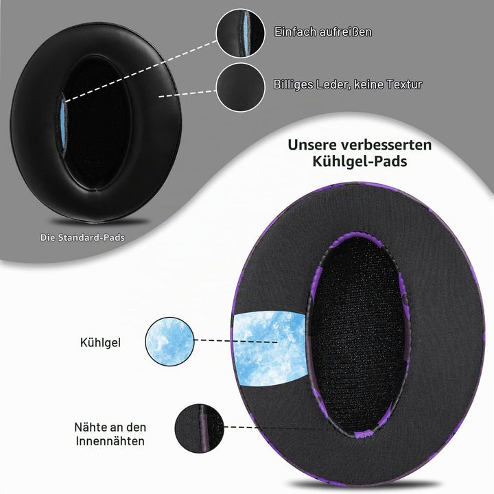 SOULWIT Kühlgel Ersatz Ersatzpolster Ohrpolster für Sennheiser HD 4.50BT/HD 4.50BTNC/HD4.50SE/HD4.40