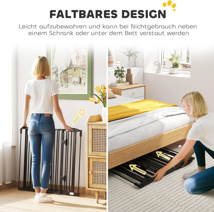 PawHut Hunde Absperrgitter Türschutzgitter Haustierschutzgitter verstellbar klappbar Kamingitter mit