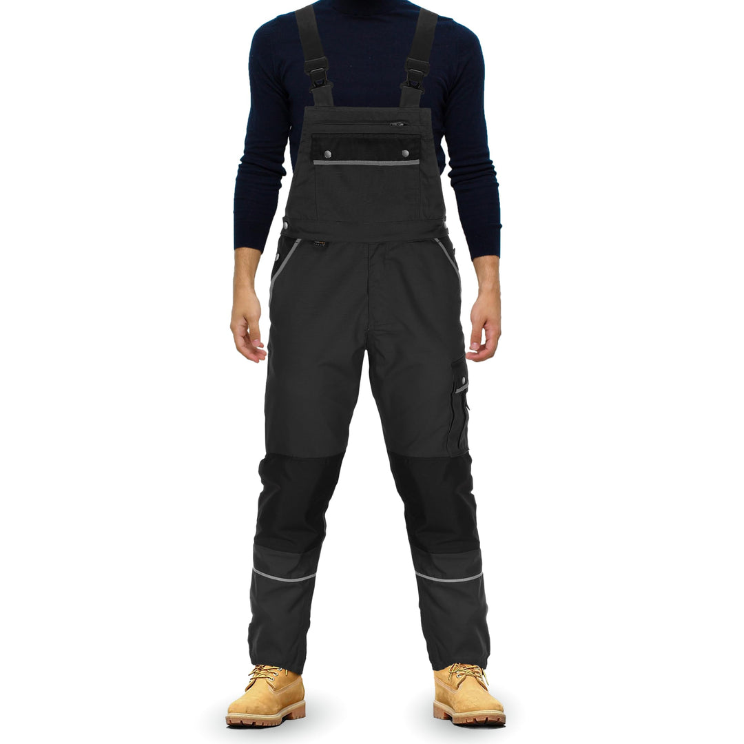 TMG® - Herren Latzhose für Mechaniker - strapazierfähig - Schwarz EU78