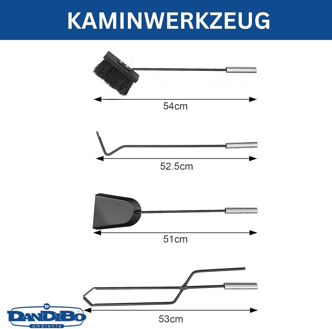 DanDiBo Kaminbesteck Modern Schwarz 5 Teilig Set 96572 Kaminset Kamingarnitur Ofenbesteck
