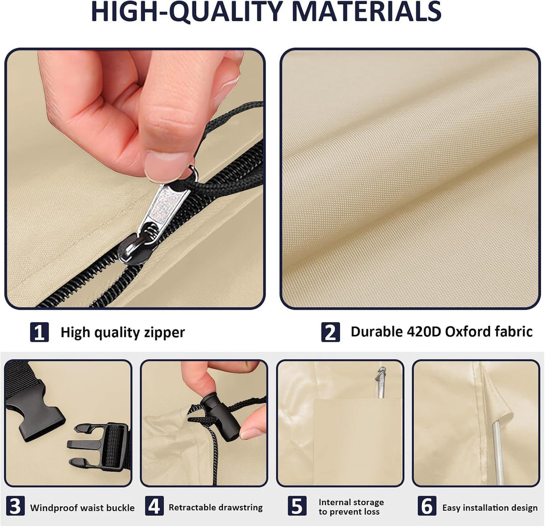 Aipwerer Sonnenschirm Schutzhülle, Abdeckhauben für 3m Wasserdicht, Ampelschirm Hülle mit Stab Winte