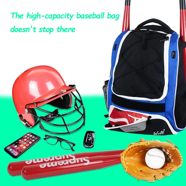 WOLT | Baseballtasche für Jugendliche – Schlägerrucksack für Baseball, T-Ball &amp; Softball-Ausrüstung
