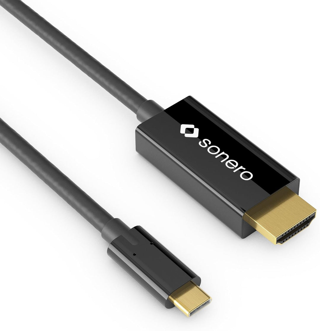 sonero UCC010-020 USB-C auf HDMI 2.0 Kabel, 4K@60Hz mit 18Gbps, USB 3.1, Alt Mode, Thunderbolt 3 kom