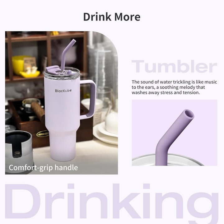 Blackube 1200ml Trinkbecher mit deckel und strohhalm, Becher mit deckel und strohhalm, Auslaufsicher