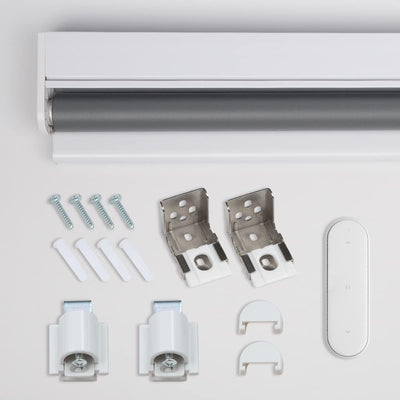 HOMEDEMO M100 Elektrische Rollos Verdunkelungsrollo mit Motor & Fernbedienung, Weiss 120x190cm(BxH),