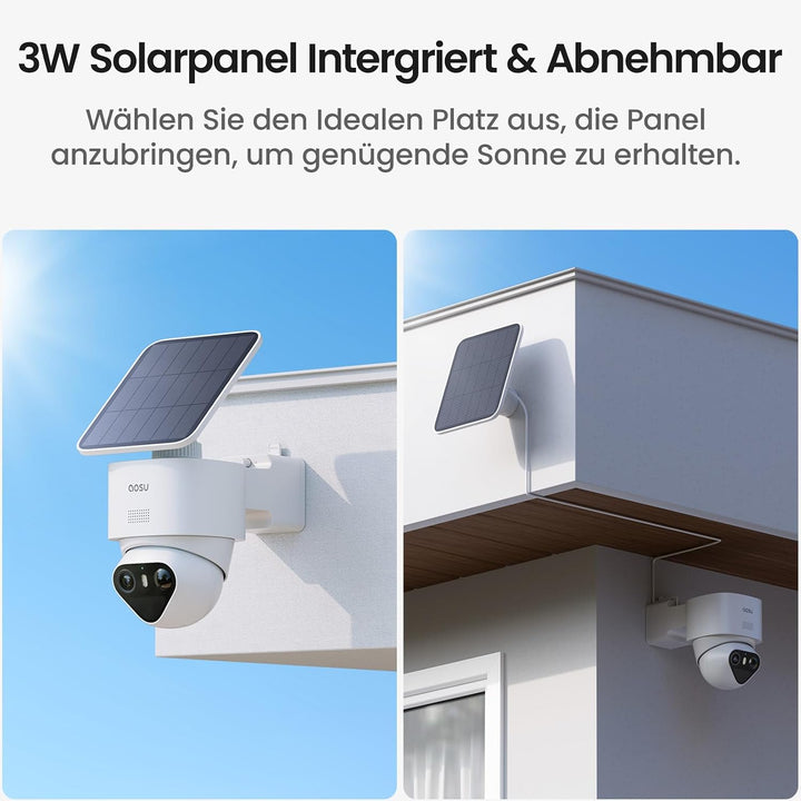 aosu T2 Ultra 4K UHD Überwachungskamera Aussen Solar Akku für Neue aosuBase, 4 Cam-Kit, TrueColor Na