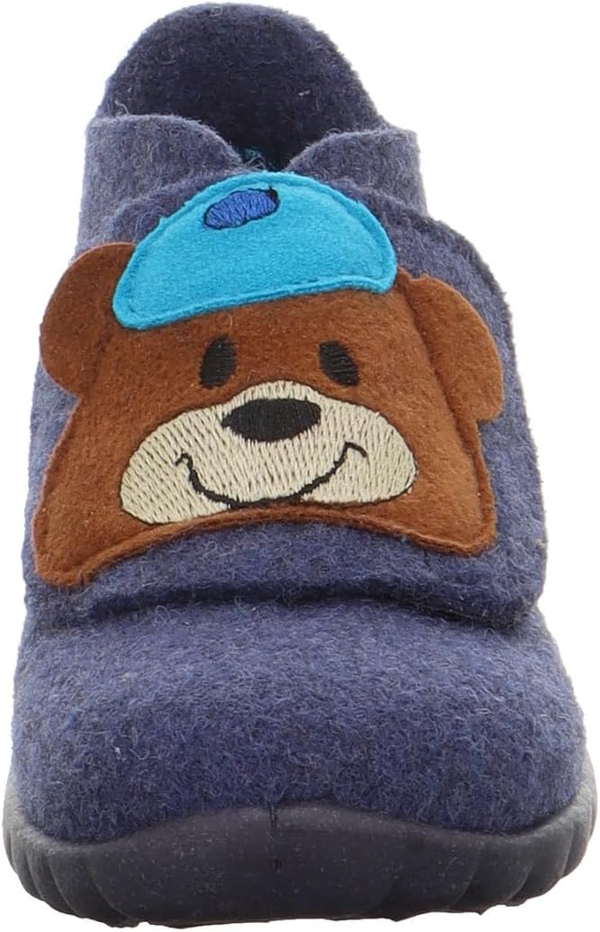 Superfit Baby-Jungen Happy Wollfilz Hausschuh 21 EU Blau 8030, 21 EU Blau 8030
