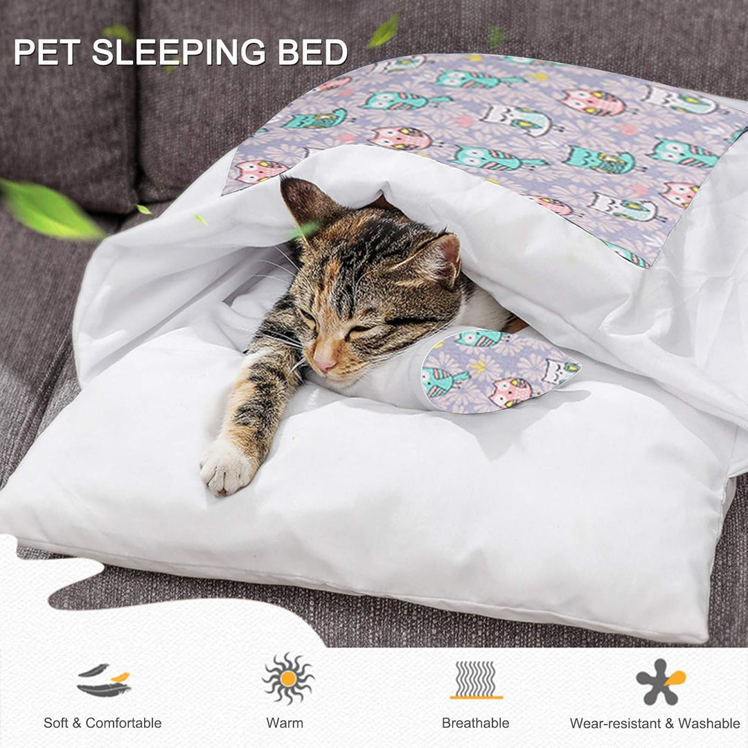 An-self Katzenschlafsack Katzenbett Winter Geschlossen Abnehmbare Katzenhöhle Warm Kuschelsack für K
