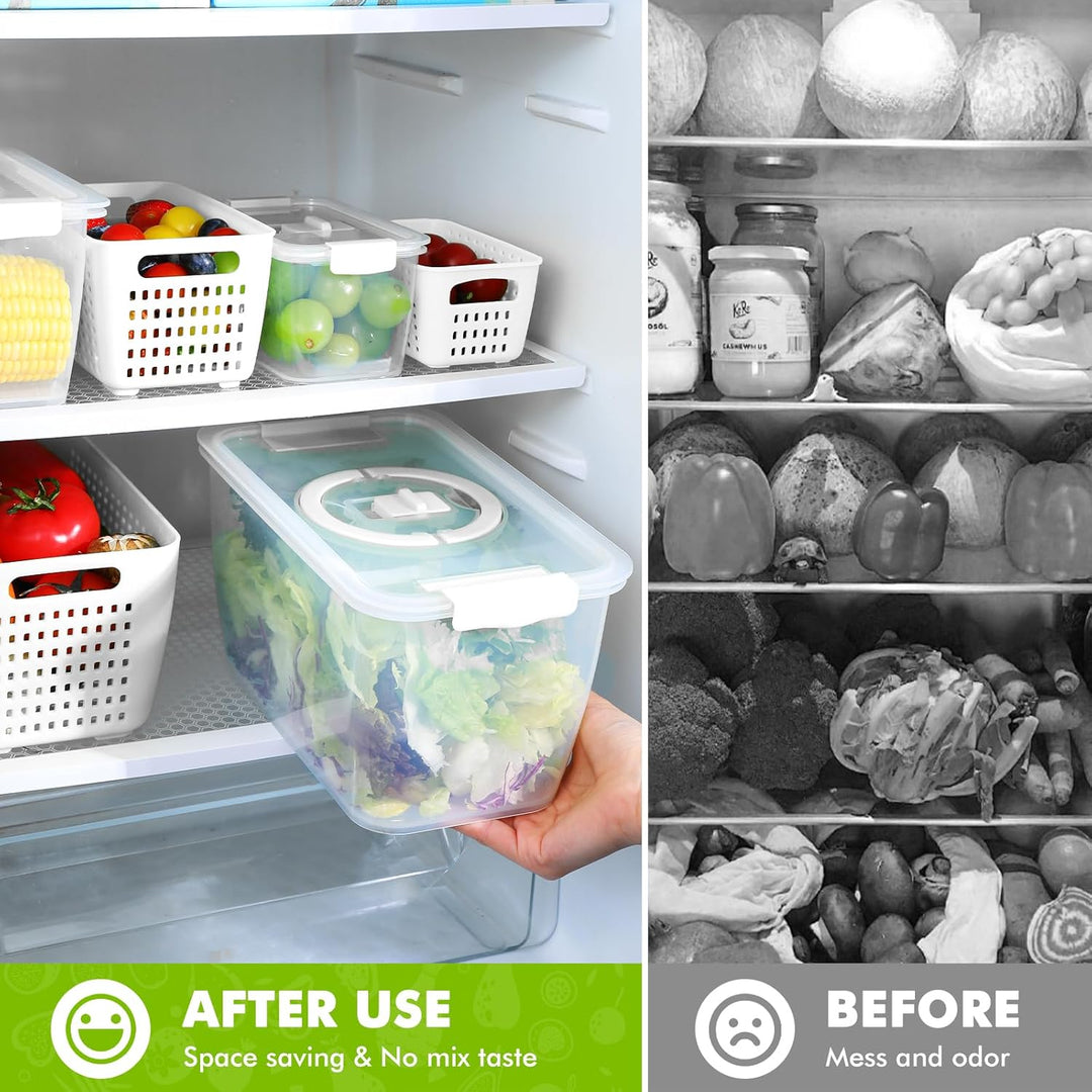 Luxear Frischhaltedosen für Gemüse Obst Aufbewahrung Kühlschrank, 3Set (4L+1,7L+0,5L) BPA Frei Frisc