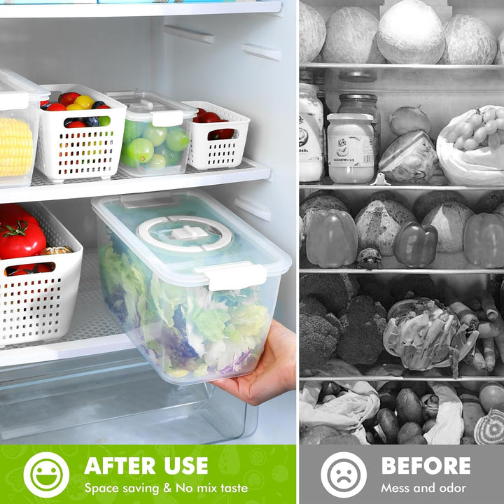 Luxear Frischhaltedosen für Gemüse Obst Aufbewahrung Kühlschrank, 3Set (4L+1,7L+0,5L) BPA Frei Frisc