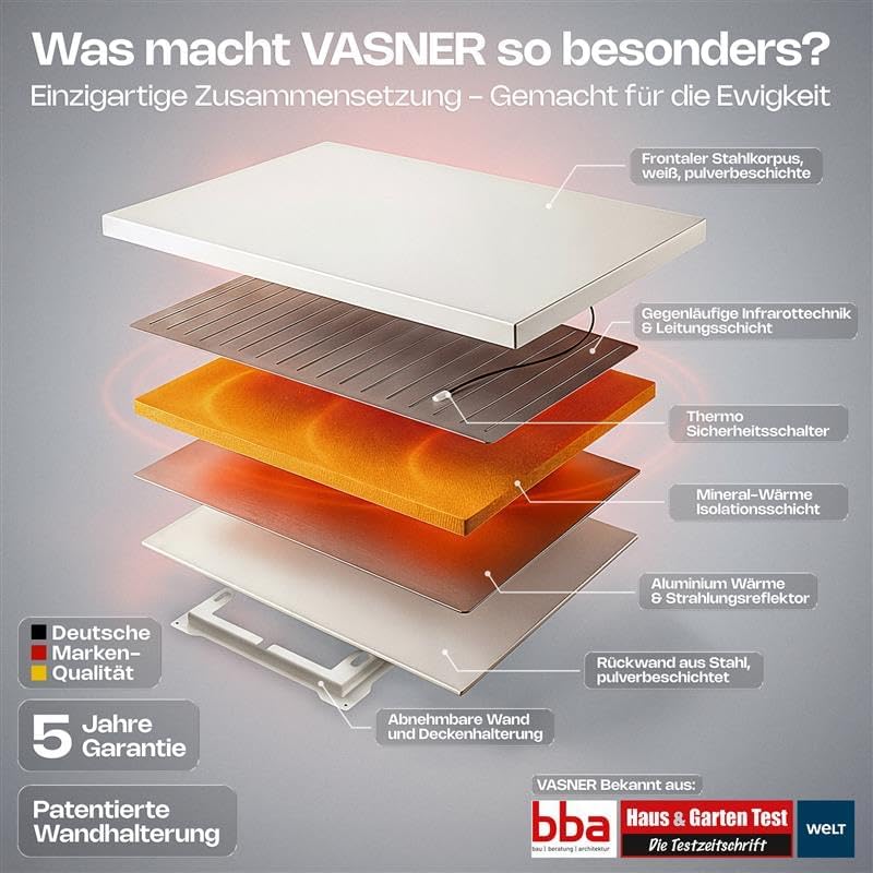 VASNER Citara M RX Funk Infrarotheizung - Infrarot Heizpaneel 300-1100 Watt - Infrarot Wandheizung E