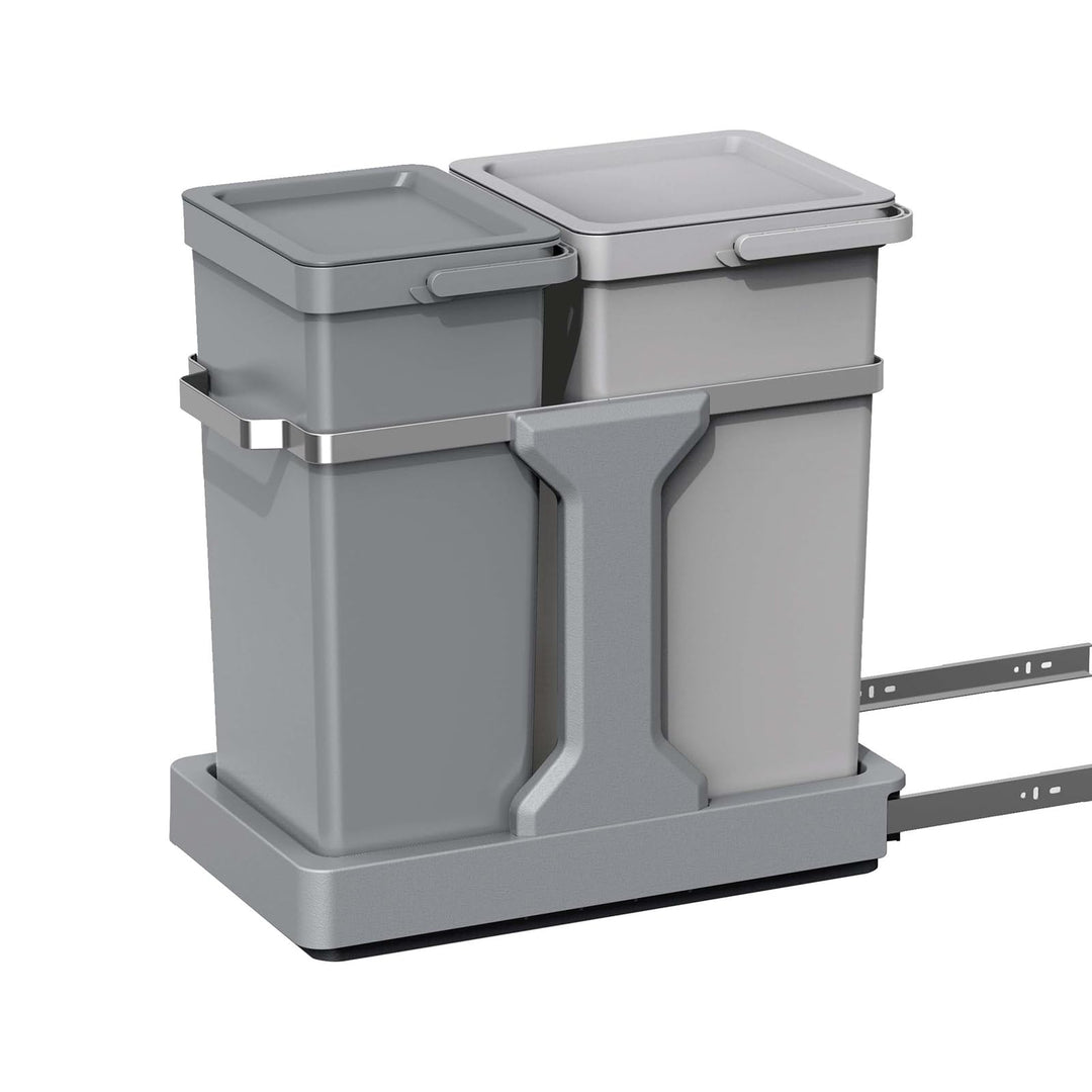 EKO Ausziehbarer recycelbarer Küchenmülleimer für die Küche, 20 l und 15 l, mit 2 Fächern | Abfallei