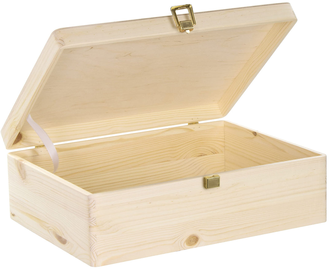 LAUBLUST Holzkiste mit Deckel &amp; Schloss - 40x30x14cm, Natur - Aufbewahrungskiste | Erinnerungsbox |
