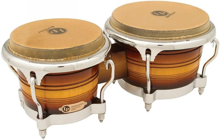 LP Latin Percussion LP813608 Generation II Wood Bongo Matte Sunburst Comfort Curve II Antique Sunbur