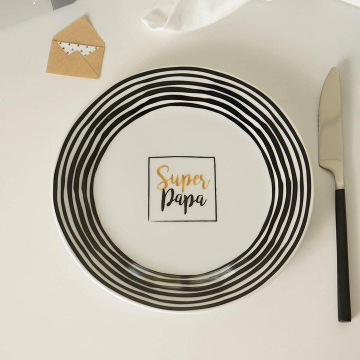 Teller Super Papa Streifen 21cm | Teller | GEDA | GEDA LABELS | Vatertag | Papa | Frühstück | Desser