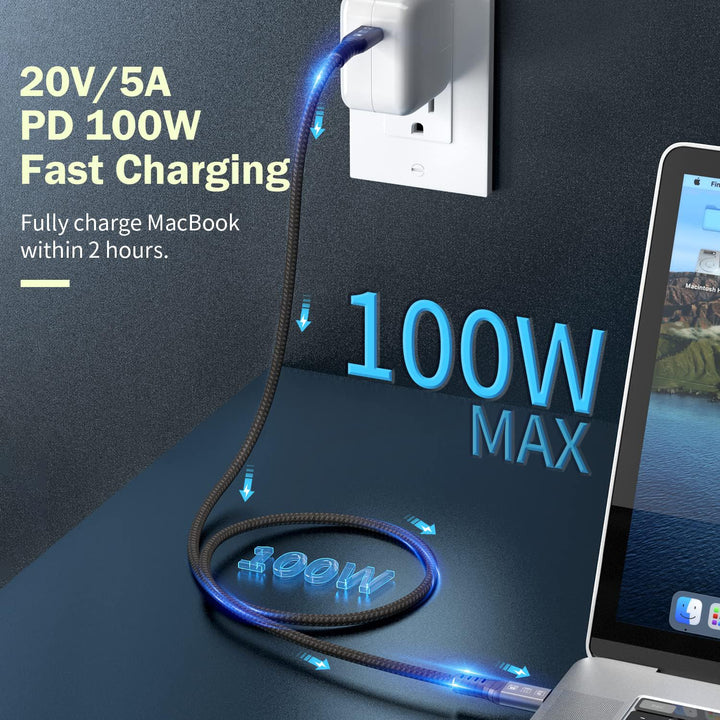 Angusplay USB C Thunderbolt 4 Kabel 40Gbps, USB4 Geflochtene Kabel, 8K 60Hz Video, 100W TB4 Kabel Ko