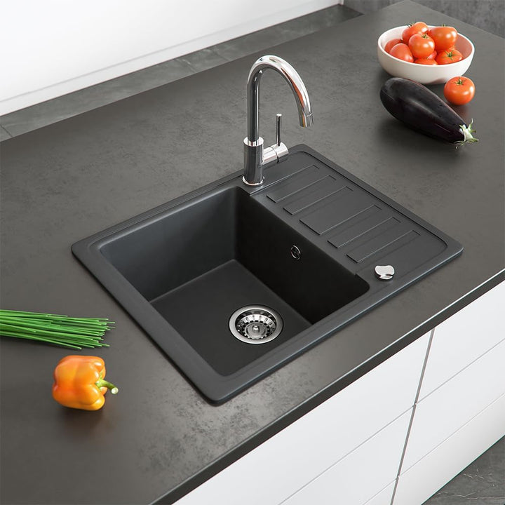 Bergström Spülbecken, Schwarz, 58 x 46 cm mit Trockenplatz, Schwarz