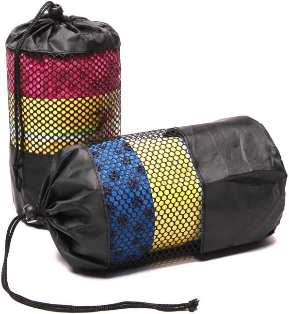 Quick Dry rutschfeste Yoga Handtücher (6 Farben) mit Mesh-Tragetasche, extra lang (62 x 183 cm/62 x