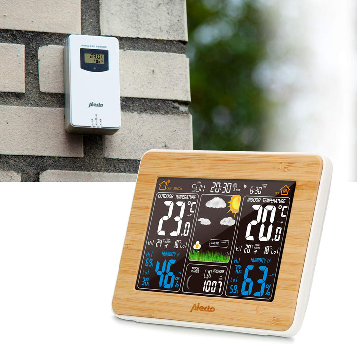 Alecto WS-1560 Funk Wetterstation mit Farbdisplay und Aussensensor - Innen und Aussentemperatur - Lu