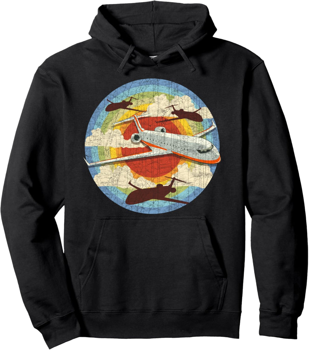 Retro Airplane Pilot Flying Vintage Aviation Piloting Pullover Hoodie