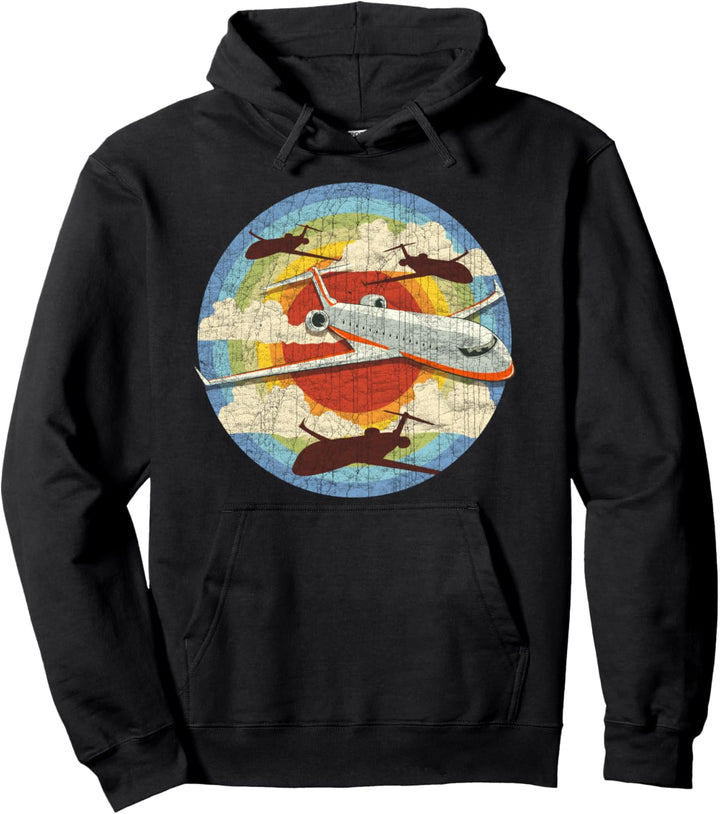 Retro Airplane Pilot Flying Vintage Aviation Piloting Pullover Hoodie