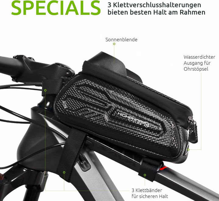 Fahrradtasche Rahmen Rahmentasche Fahrrad, Wasserabweisende Lenkertasche für Smartphones, Oberrohrta