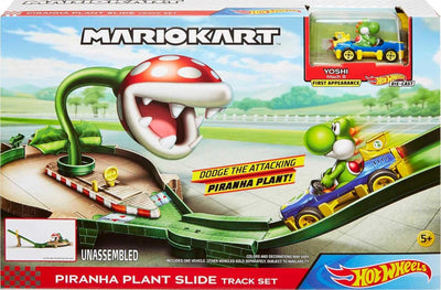 Hot Wheels GFY47 - Mario Kart Piranhapflanzen Rutsche Trackset inkl. 1 Spielzeugauto, Spielzeug Auto