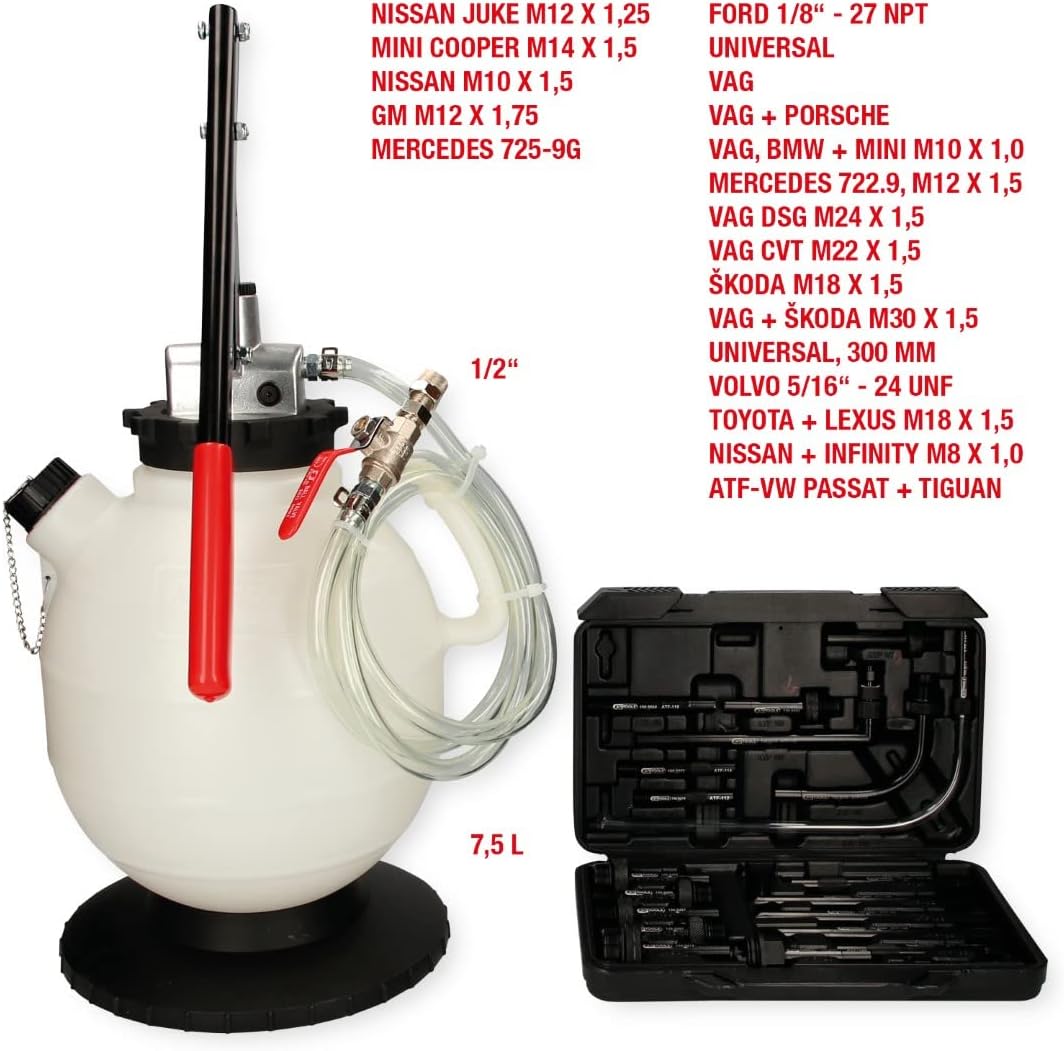 KS Tools 150.9275 Universal Getriebeöl-Füllsystem-Satz mit 20-tlg Adaptersatz
