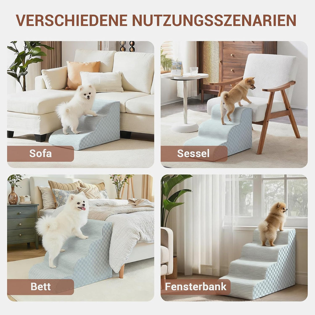 Exsnugy Hundetreppe für kleine Hunde 50cm,Haustiertreppe für Sofa &amp; Bett, Katzentreppe für Alte Katz