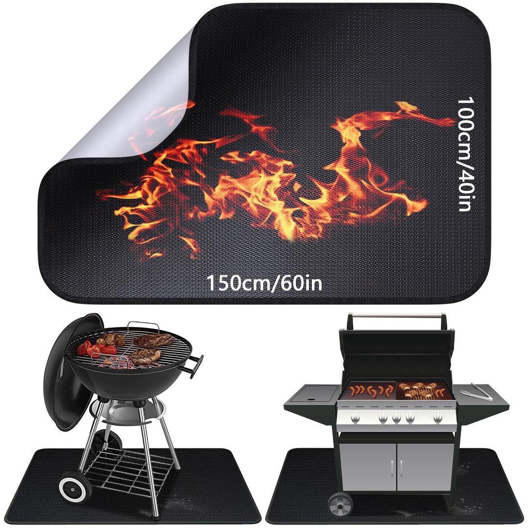 Feuerfeste Unterlage 100 × 150cm, Glasfasersilikon Hitzeschutzmatte, Grillmatte Bodenschutz, Bodensc