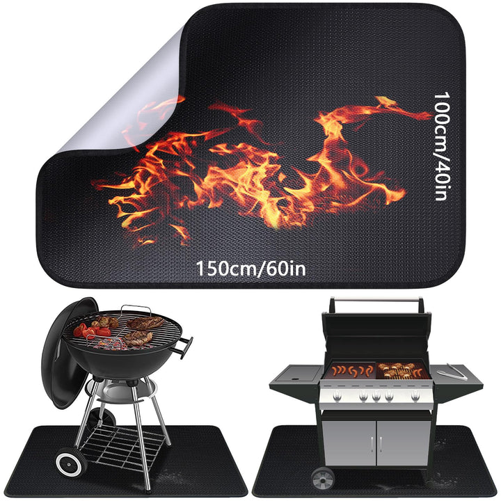 Feuerfeste Unterlage 100 × 150cm, Glasfasersilikon Hitzeschutzmatte, Grillmatte Bodenschutz, Bodensc
